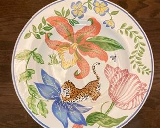 Lynn Chase Designs Jungle Flowers dinnerware including dinner, salad, bread & butter, cream soup, pasta bowls, mugs and tea cups. Some are in perfect condition; some have chips. Photo 5 of 9.