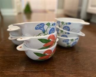 Lynn Chase Designs Jungle Flowers dinnerware including dinner, salad, bread & butter, cream soup, pasta bowls, mugs and tea cups. Some are in perfect condition; some have chips. Photo 7 of 9.
