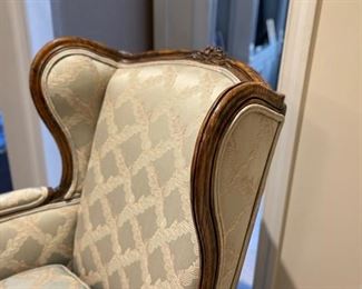 Vintage upholstered Wing Back chair - 2 available. Each measures 26" W x 33" D. Photo 3 of 4.