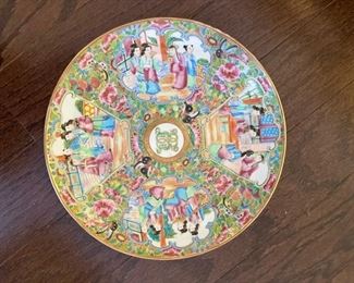 Pair of Monogrammed Chinese Export Famille Rose dinner plates. Each measures 9.5" D. Photo 1 of 2.