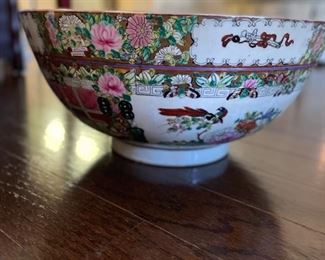 Chinese Export famille rose punch bowl. Measures 14" D x 7" H. Photo 1 of 3.