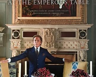 Valentino, At The Emperors Table hardcover coffee table book with hardcover protective case.
