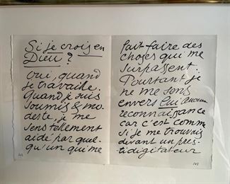 Henri Matisse Si Je Crois en Dieu quote from Jazz. Measures 24" W x 18" H. Photo 3 of 5.
