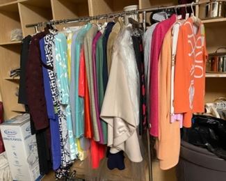 Three 8’ racks of designer clothing in sizes S - L and 2 - 10. Luxury brands include: Loro Piana, Tahari, Etcetera, Piazza Sempione, Oscar De La Renta, Burberry, Gucci, Carolina Herrera and more!