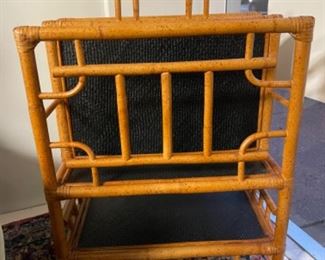 Bamboo and rattan magazine holder. Photo 2 of 2.
