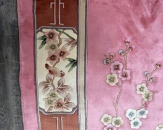 Vintage pink area rug. China. Measures 9' x 11’ 10”. Photo 2 of 2.
