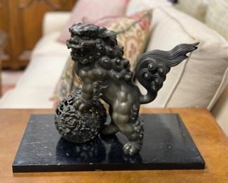 Metal Foo Dog on stand. Measures 12” x 12”. Photo 2 of 2.