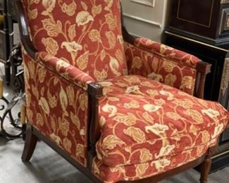 Upholstered arm chair. Measures 28" W x 34" D. Photo 2 of 2.