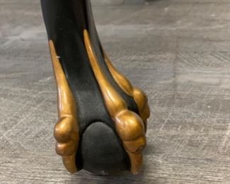 1 piece black lacquer chinoiserie cabinet with brass hardware and ball and claw feet. Measures 68" W x 40" W x 25" D. Photo 3 of 3.