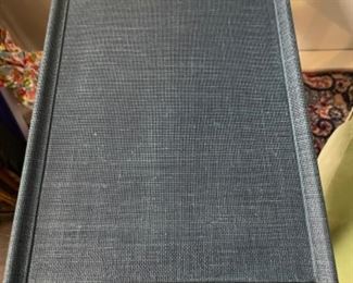 Tiny blue sea grass size table on casters. Measures 15” x 10” x 22”. Photo 2 of 3.