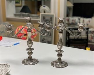 Reed & Barton Sterling Silver candelabras and matching sterling silver compote. Francesi pattern. Photo 1 of 2.
