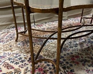 Dessin Fournir black lacquer crackle finish cocktail table with gilt details and frame. Measures 49" x 32" x 20" H. Photo 2 of 2.