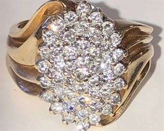 Gold and Diamond Cluster Ring