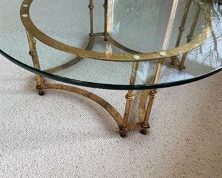 Mid-Century Style Brass Table Coffee Table with Glass Top 