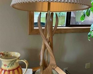 Wood Carved Lamp