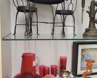 Cranberry Glass, Victorian Art Glass, Antique Childs Toy Parlor Set