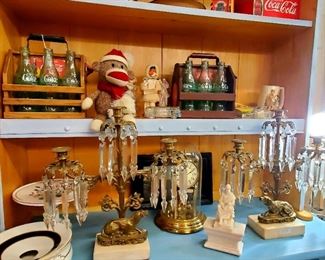 Coke Collectibles, Antique Girandole 3 Branch with Crystals