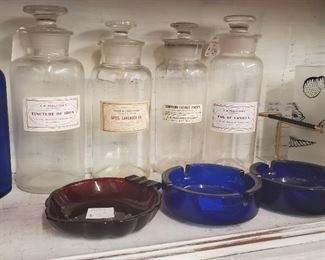 Apothecary Jars, Depression Glass Ashtrays