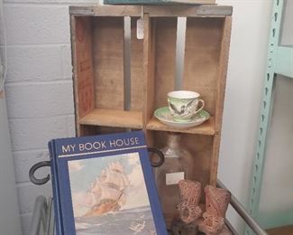 Rustic decor, vintage books