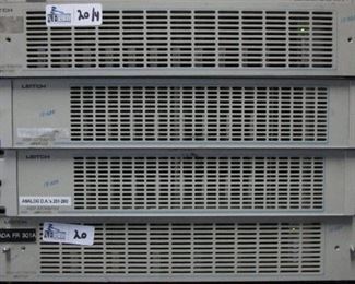 LOT OF 4 LEITCH AUDIO VIDEO DA TRAYS WITH CARDS