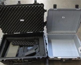 LOT OF 2 TRAVEL CASES (25X9X14) ROLLING (33X21X12)