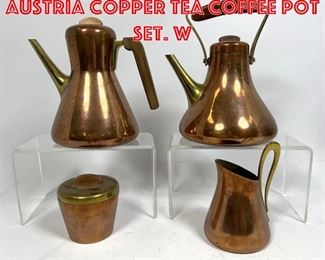 Lot 3 4pc KARL HAGENAUER Austria Copper Tea coffee Pot Set. W