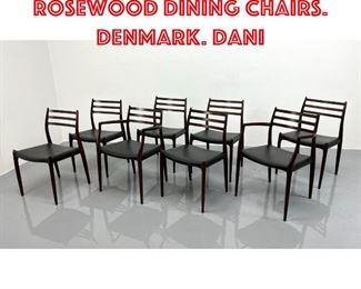 Lot 7 Set 8 J.L. MOLLER Rosewood Dining Chairs. Denmark. Dani