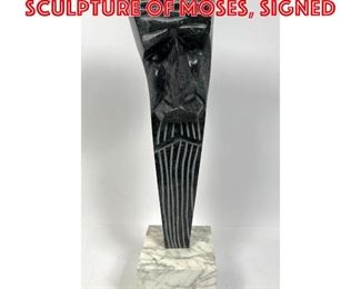 Lot 12 Marble and Granite Sculpture of Moses, Signed