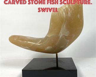 Lot 13 Abstract Modernist Carved Stone Fish Sculpture. Swivel