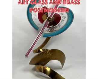 Lot 23 1993 DAVID JAWORSKI 510 ART GLASS and brass postmodern