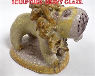 Lot 25 Gambone pottery lion Sculpture. Heavy Glaze.