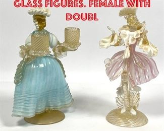 Lot 41 2pc Murano Italian Art Glass Figures. Female with doubl