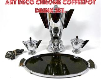Lot 47 4pc MANNING BOWMAN Art Deco Chrome Coffeepot Drink Set.