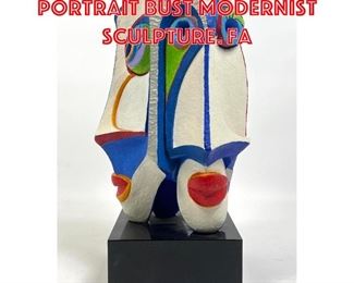 Lot 50 FINCH 81 Painted Portrait Bust Modernist Sculpture. Fa