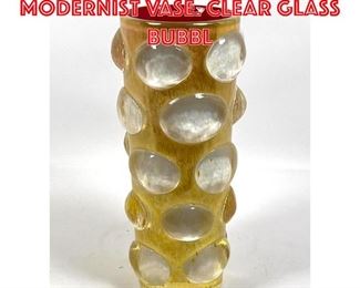 Lot 53 Tall Studio Art Glass Modernist Vase. Clear glass bubbl