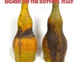 Lot 57 Pair of Fantoni vases signed on the bottom. Italy