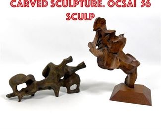 Lot 83 2pc Modernist Figural Carved Sculpture. OCSAI 56 Sculp