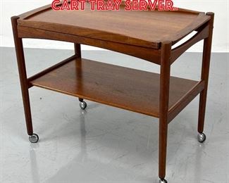 Lot 87 Danish Modern Teak Bar Cart Tray Server. 
