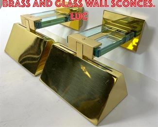 Lot 115 Pair MARTINI FRATELLI Brass and Glass Wall Sconces. LUC