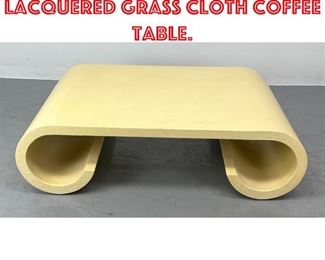 Lot 122 Karl Springer Style Lacquered Grass Cloth Coffee Table.