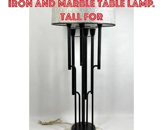 Lot 125 Mid Century Modern Iron and Marble Table Lamp. Tall For