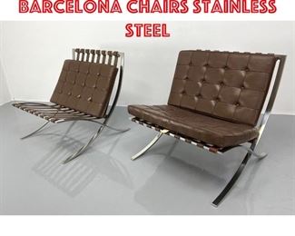 Lot 129 Pair signed KNOLL Barcelona Chairs stainless steel