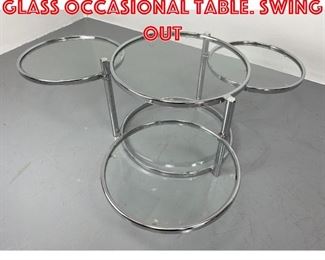 Lot 132 DIA Style Chrome and Glass Occasional Table. Swing Out 