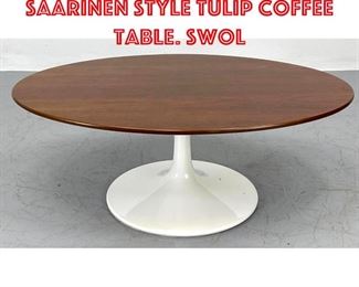 Lot 135 Oval Walnut Top Saarinen style Tulip Coffee Table. Swol