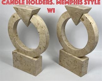 Lot 136 Pr 20 Tesserae Marble Candle Holders. Memphis style wi