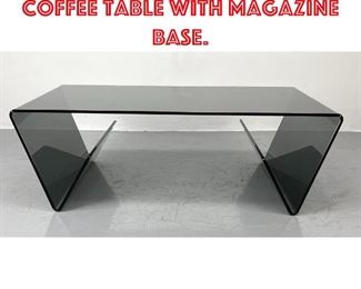 Lot 137 Large Formed Glass Coffee Table with Magazine Base. 