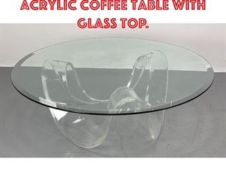 Lot 149 Ribbon Form Lucite Acrylic Coffee Table with Glass Top.
