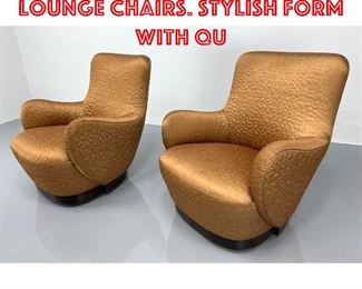 Lot 155 Pr Modernist Swivel Lounge Chairs. Stylish form with qu