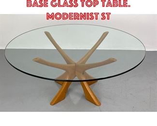 Lot 156 ILLUM WIKKELSO Wood Base Glass Top Table. Modernist st
