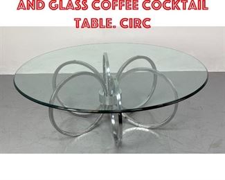 Lot 159 80s Modern Chrome and Glass Coffee Cocktail Table. Circ